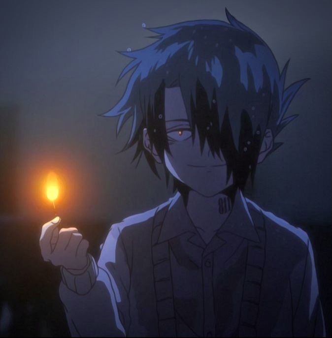 an anime character holding a lit candle in his hand