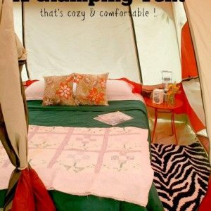 there is a tent that has a bed in it and the words 5 tips for creating a glamping tent that's cozy comfortable