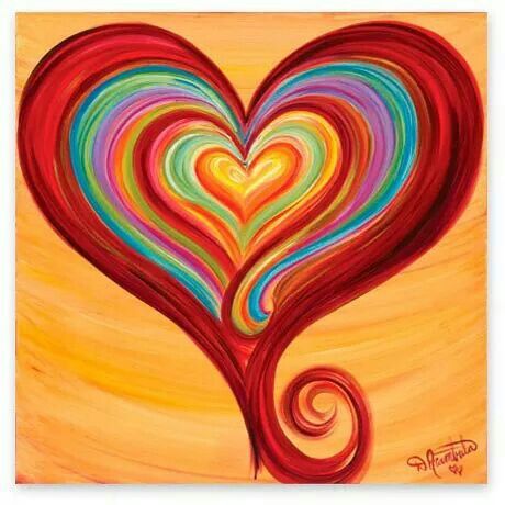 a painting of a heart with swirls on it