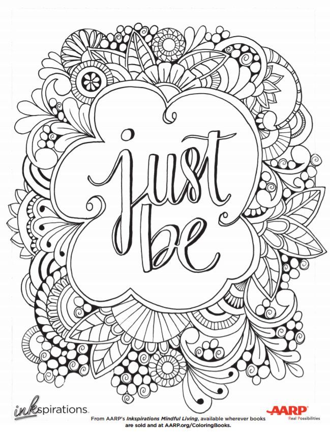 a coloring page with the words just be surrounded by flowers