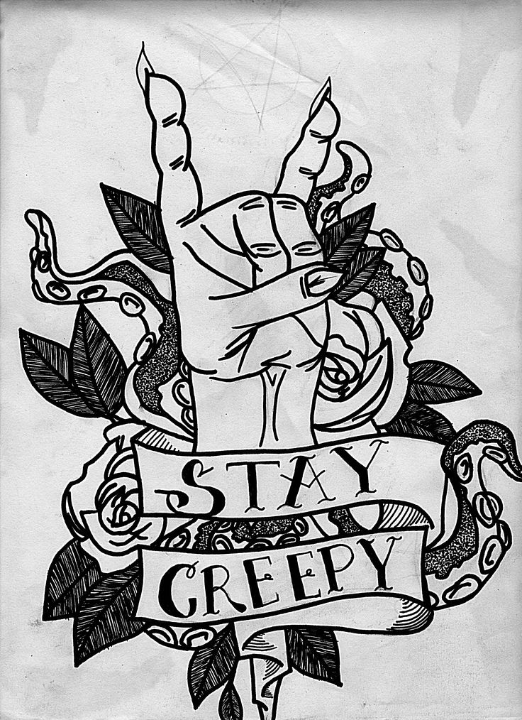 a black and white drawing of a hand with the words stay greefy on it