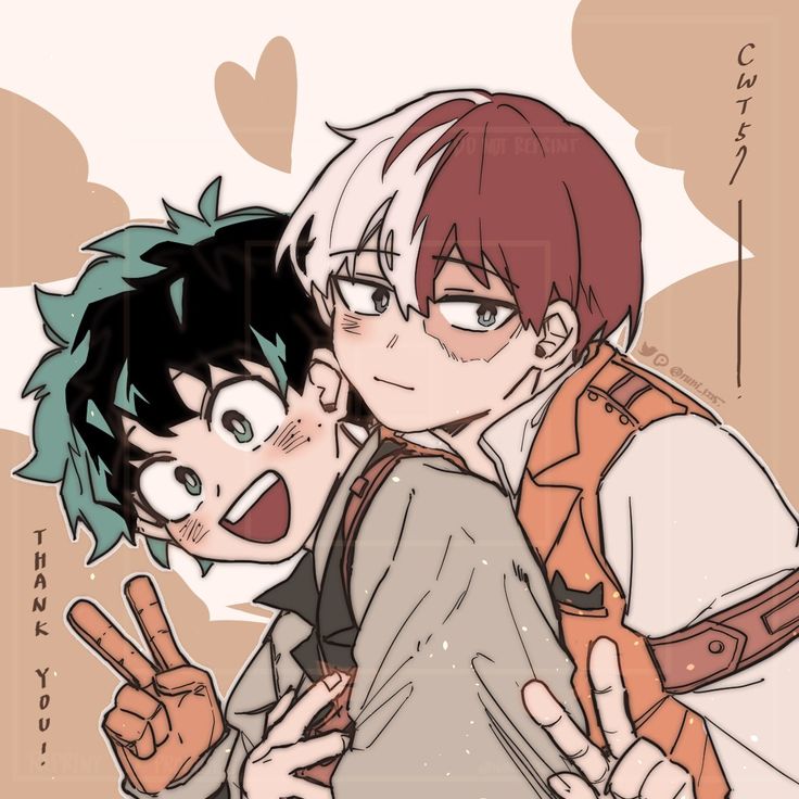 two anime characters hugging each other and giving the peace sign