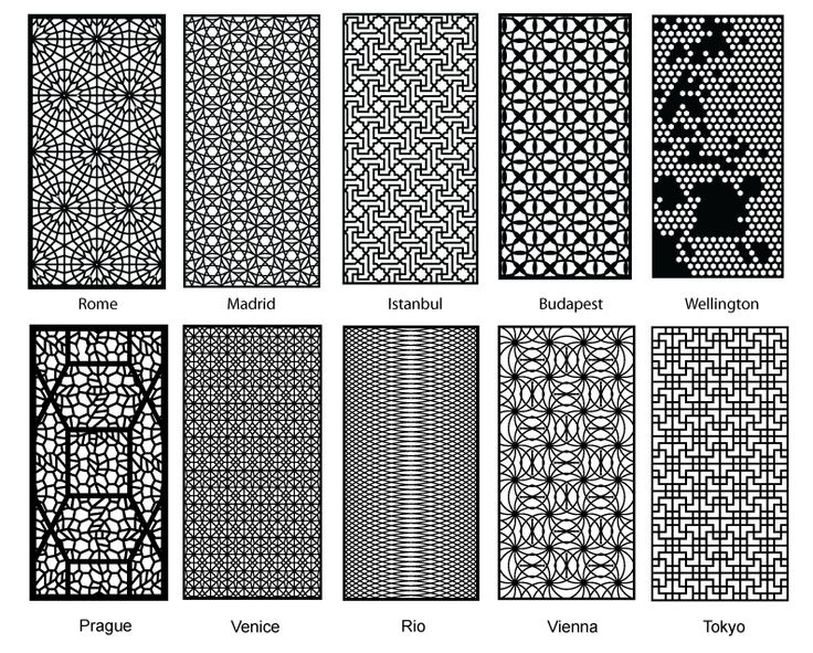 the different patterns used in laser engraving and stencils for decorative wallpapers