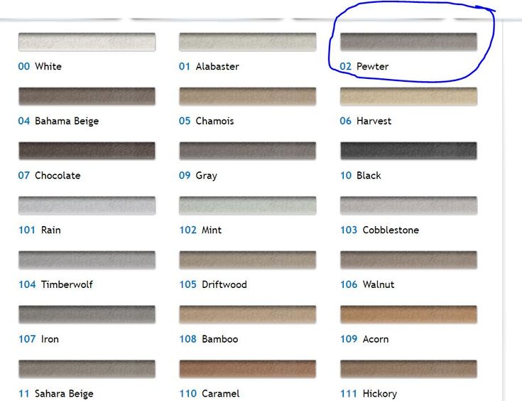 the color chart for different shades of gray, brown and white paint on a sheet of paper