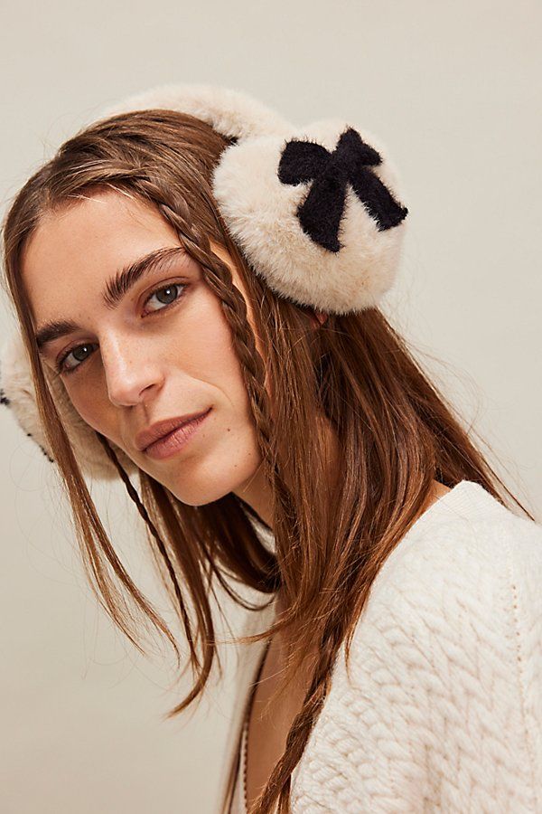 The perfect pair to add to your cold-weather accessories collection, these fun and fuzzy ear warmers are featured in a faux fur fabrication with bow printing at sides for the ideal femme fishing touch. | So Sweet Ear Warmers by Hansel From Basel at Free People in White Knit Earmuffs, Free People Hat, Baker Boy Cap, Floppy Sun Hats, Holiday Gift Ideas, Cozy Gift, Ear Warmer, Accessories Collection, Head Accessories