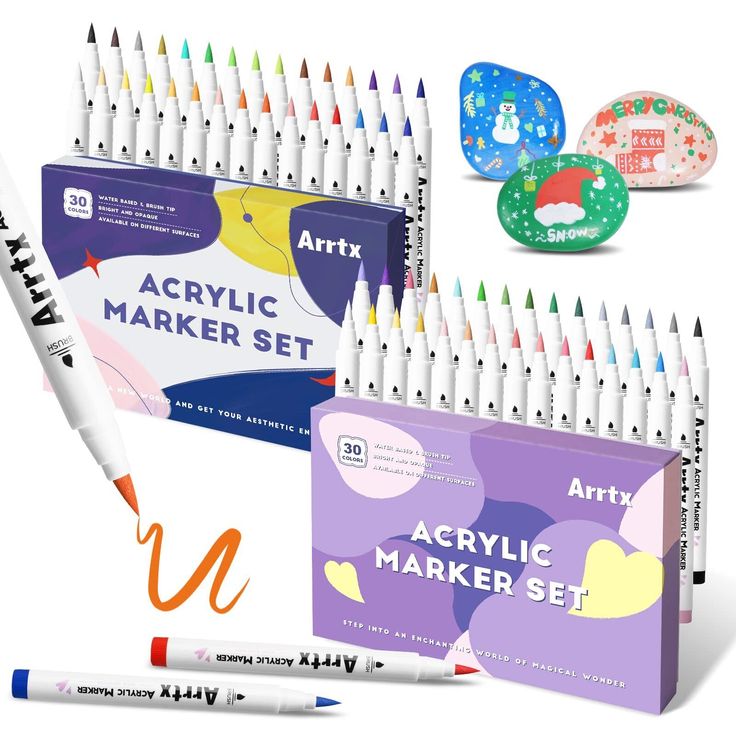 the artix acrylic marker set is full of markers and pens