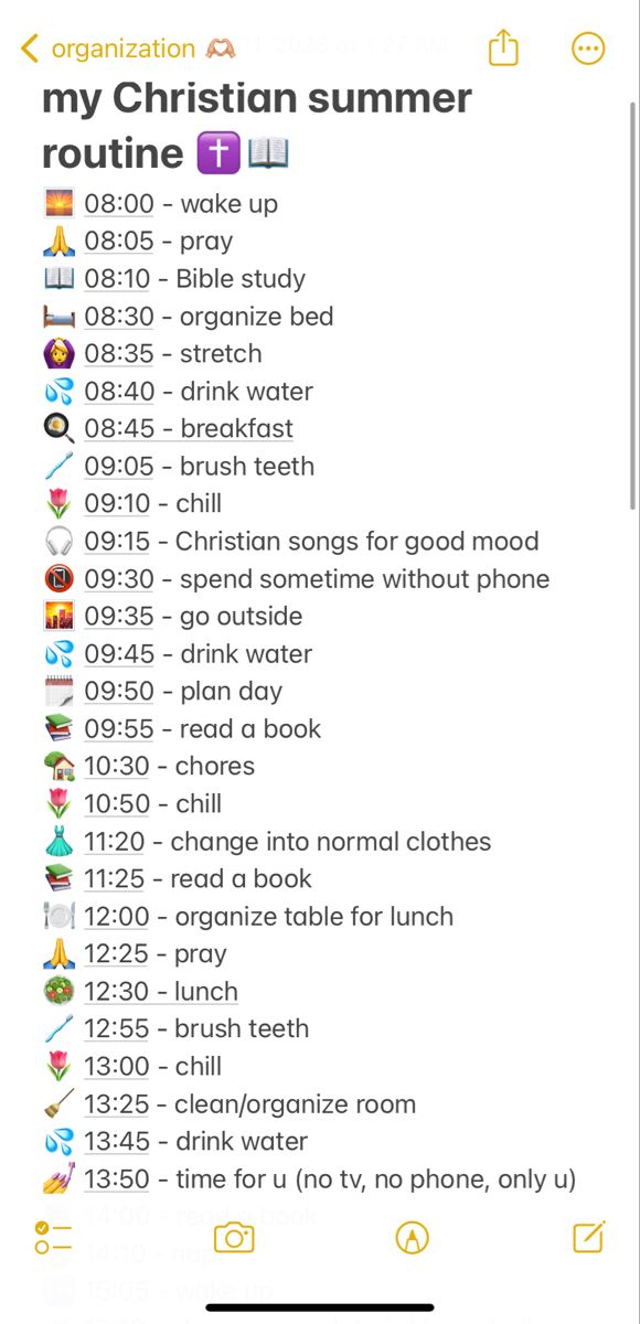 an image of a phone screen with the text'my christian summer routine '