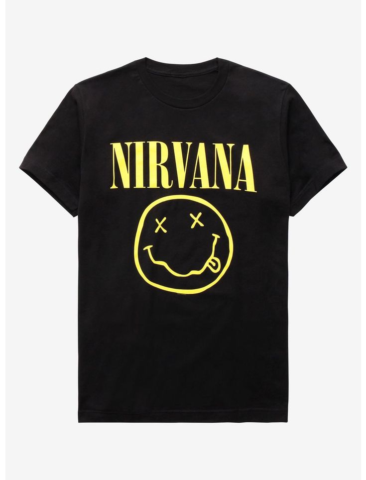 Nirvana Smile T-Shirt | Hot Topic Nirvana Smile, Metallica Black Album, Smile Logo, Nirvana Shirt, Job Clothes, Digital Closet, Music Tees, T Shirt Image, Fame Dr