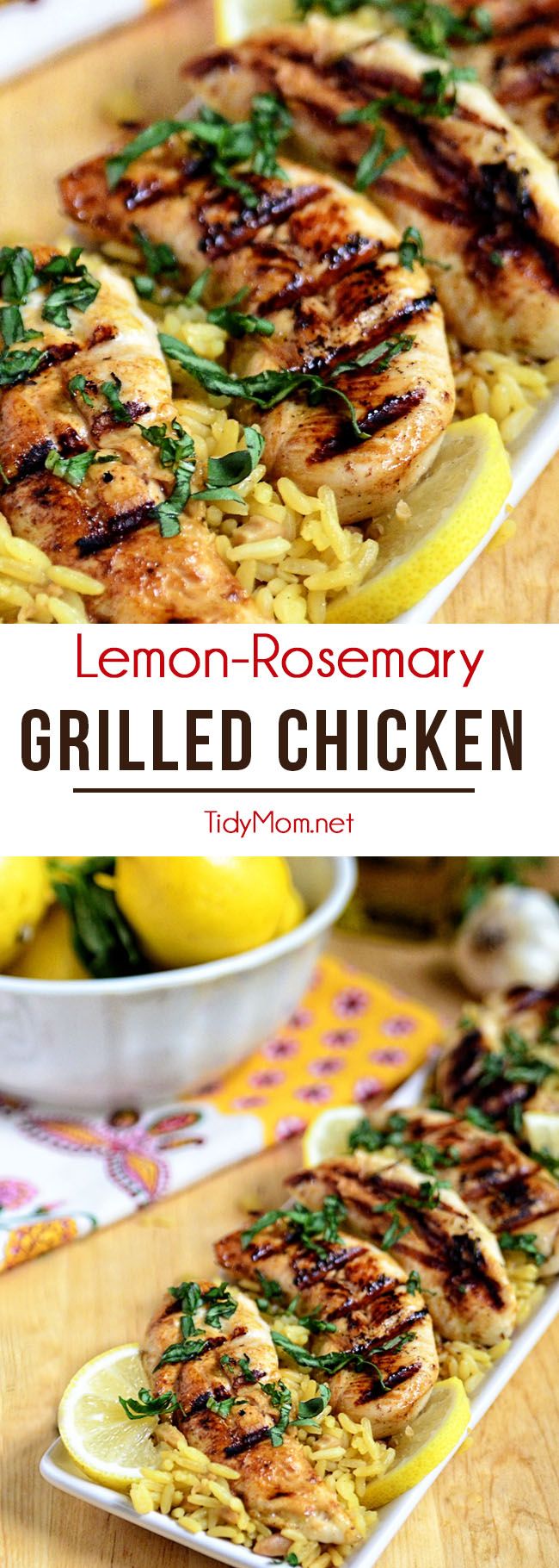 This Lemon Rosemary Grilled Chicken cooks up on the grill in under 10 minutes! Marinade ahead of time for a quick, healthy and delicious chicken dinner. Print the recipe at TidyMom.net Rosemary Recipes, Delicious Chicken Dinners, Chicken Cooking, Lemon Rosemary, Dinner Chicken, Best Dinner Recipes, Delicious Chicken, Healthy Dinners, On The Grill