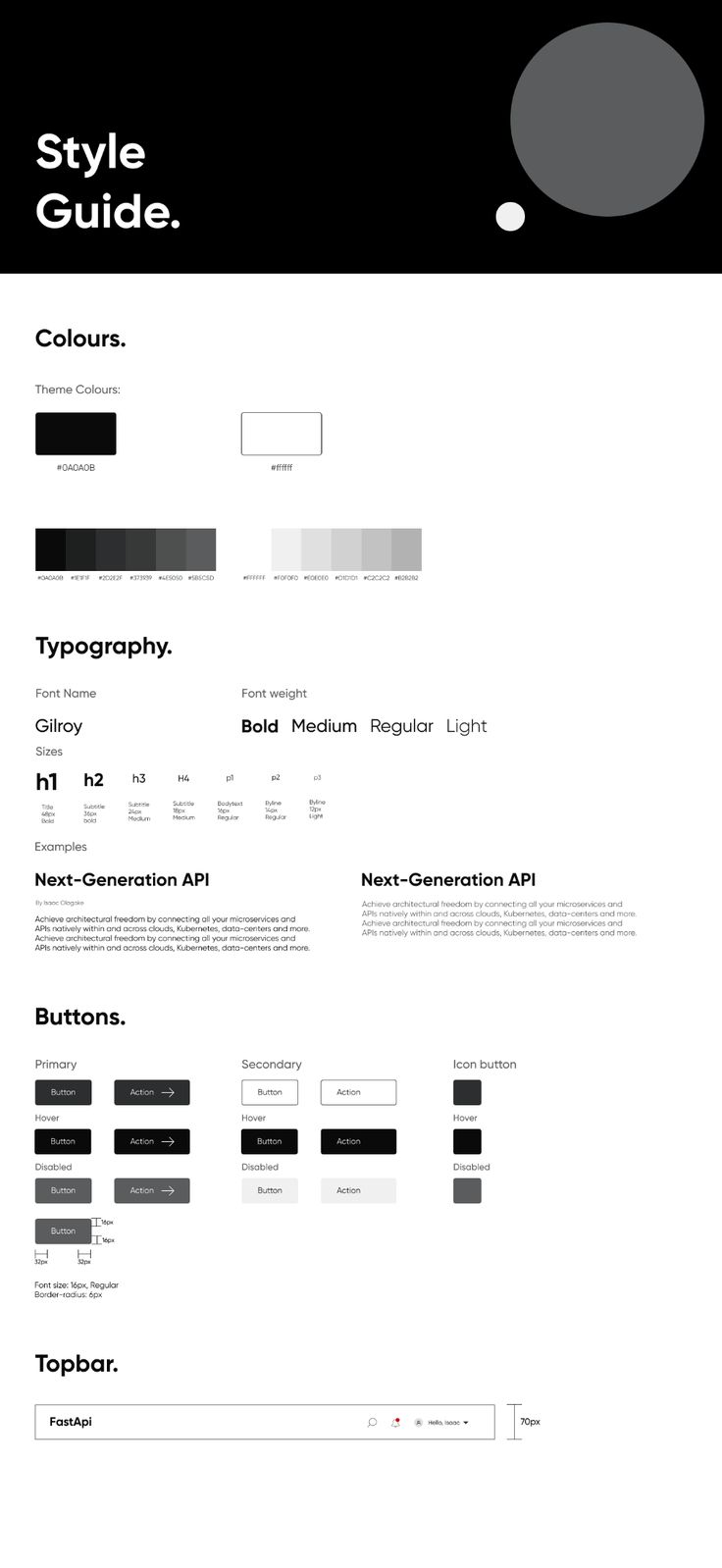 a black and white website page with the text style guide