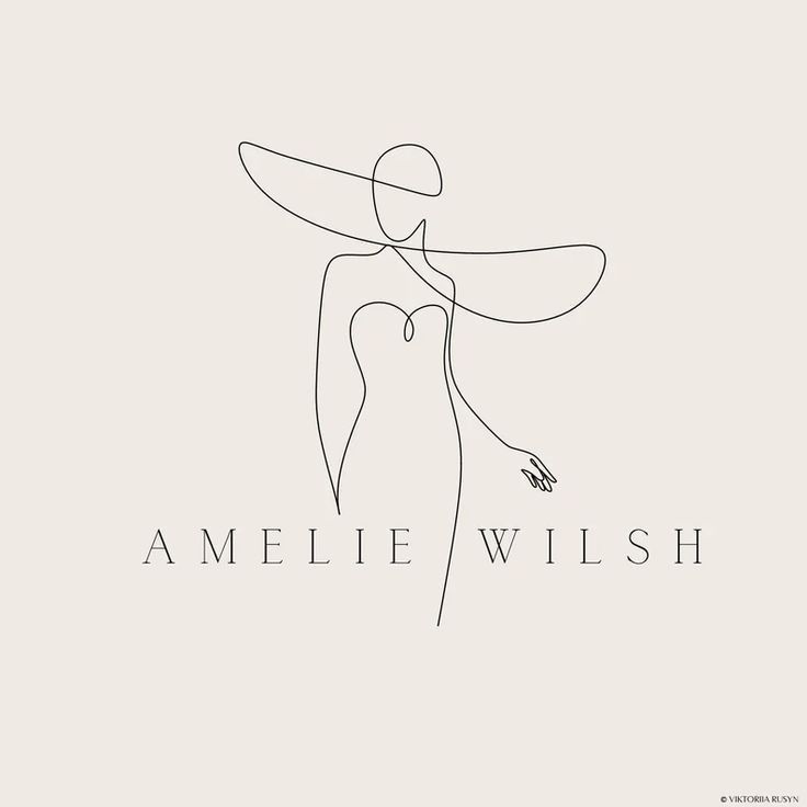 the logo for amelie wilsh's new fashion line, which is based on an image of a woman in a dress