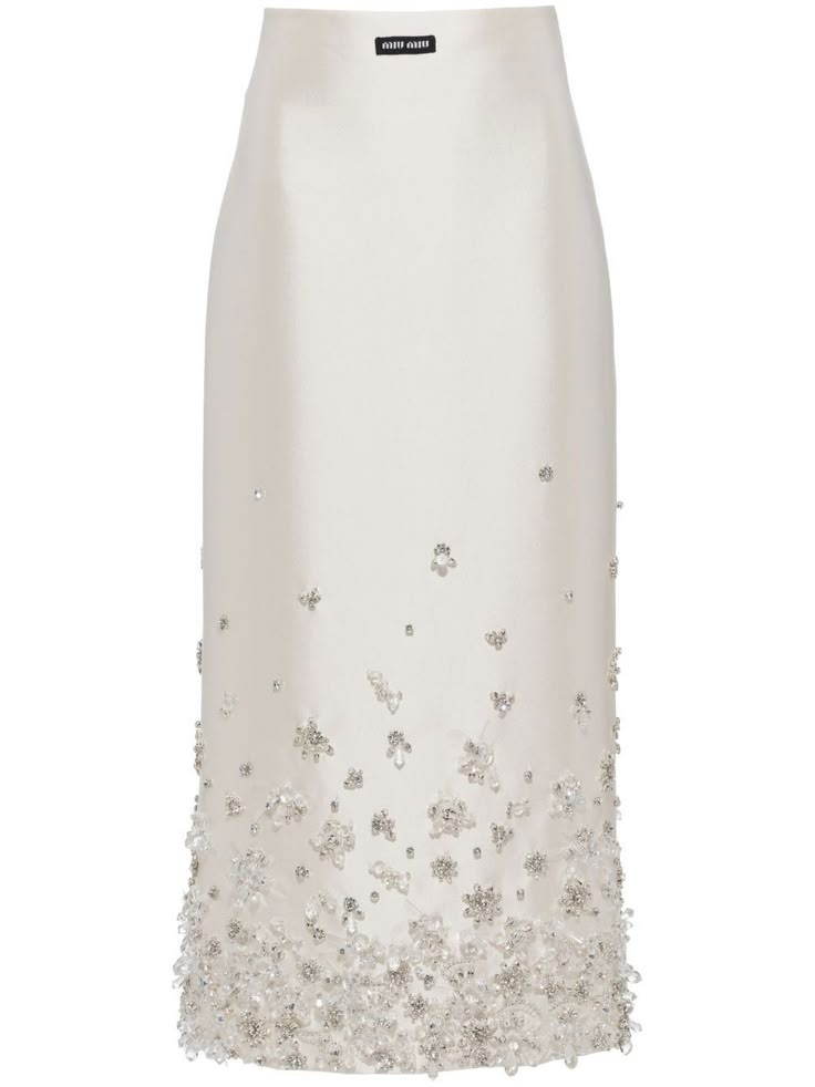 Miu Miu Embroidered Dress, Embellished Midi Skirt, Miu Miu Dress, Wedding After Party, Beaded Skirt, Embellished Skirt, Golden Glitter, Pretty Clothes, Wool Skirt