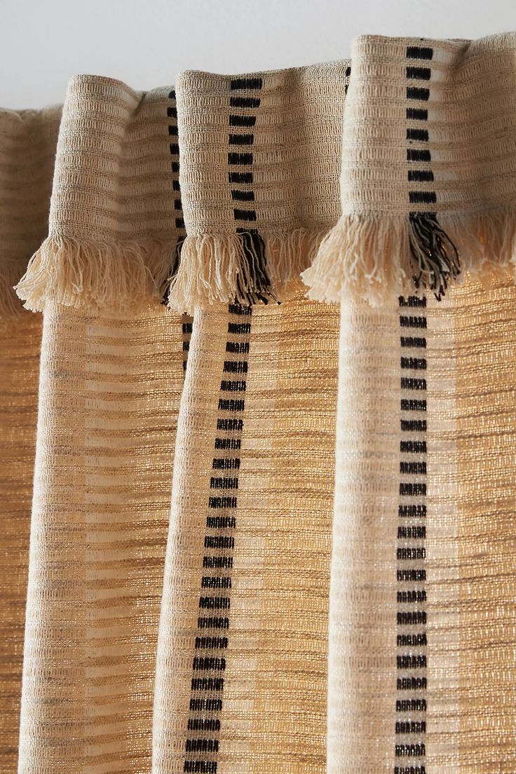 Pieced Stripe Curtain | AnthroLiving Bold Curtains Living Room, Linen Curtains Living Room, Aesthetic Advice, Styling Services, Blackout Curtains Bedroom, Geometric Curtains, Farmhouse Window, Striped Curtains, Room Book