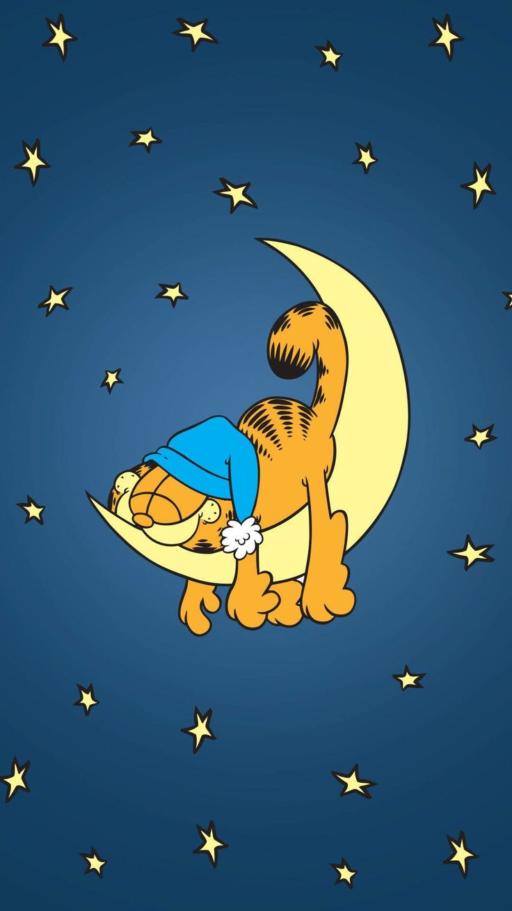 the garfield bear is sleeping on the moon