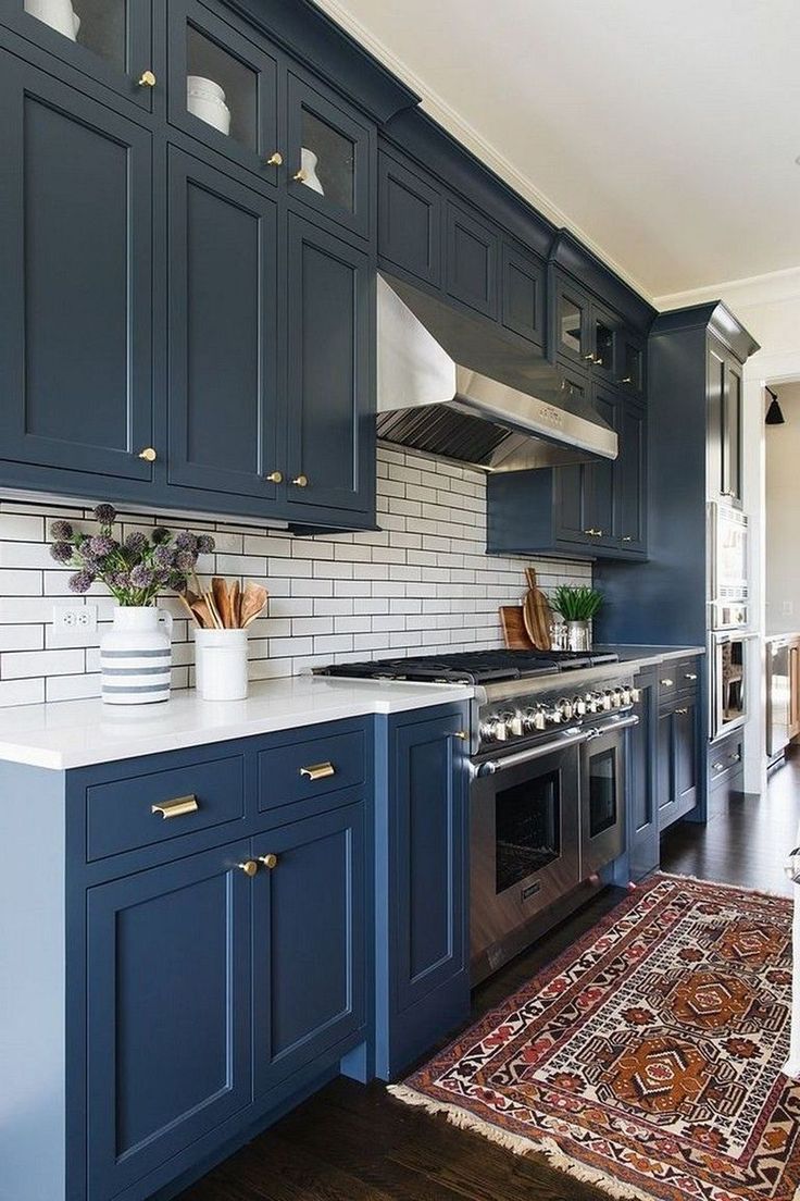 39 Nice Dark Blue Kitchen With Luxurious Accent SWEETYHOMEE