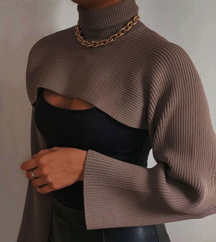 Women Crop Tops, Knitted Turtleneck, Shawl Sweater, Crop Top Sweater, Solid Clothes, Winter Fashion Outfits, Sweater And Shorts, Outfits Casuales, Cute Casual Outfits