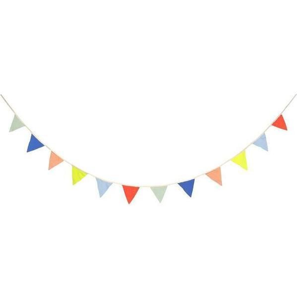 a multicolored bunting banner on a white background