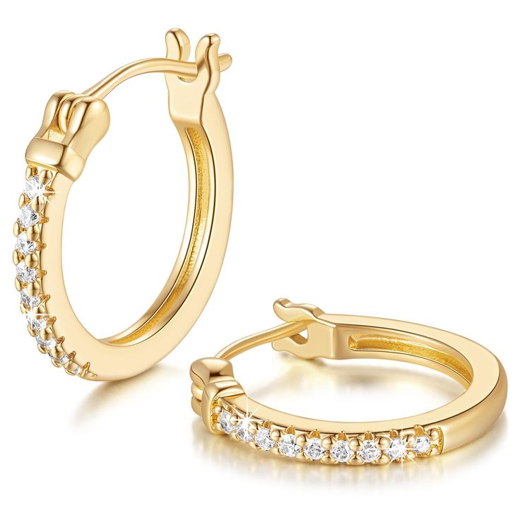 PRICES MAY VARY. 💓【Innovative Clasp Design】Our 14k gold hoop earrings for women feature a user-friendly and secure clasp mechanism, allowing easy wear and removal without compromising on style and comfort just by opening it from two side. 💓【Exquisite Craftsmanship】The gold hoop earrings 14k gold plated hoop earrings for women are meticulously crafted from 14k gold, ensuring long-lasting shine and a lifetime of enjoyment. Crafted from 14k gold, our gold hoop earrings are hypoallergenic, making Insta Girly, Hoop Earrings Diamond, 14k Gold Hoop Earrings, Small Gold Hoop Earrings, Small Gold Hoops, Stainless Steal, Hoops Earrings, Zirconia Earrings, Diamond Hoop Earrings