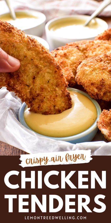 chicken tenders with dipping sauce on the side