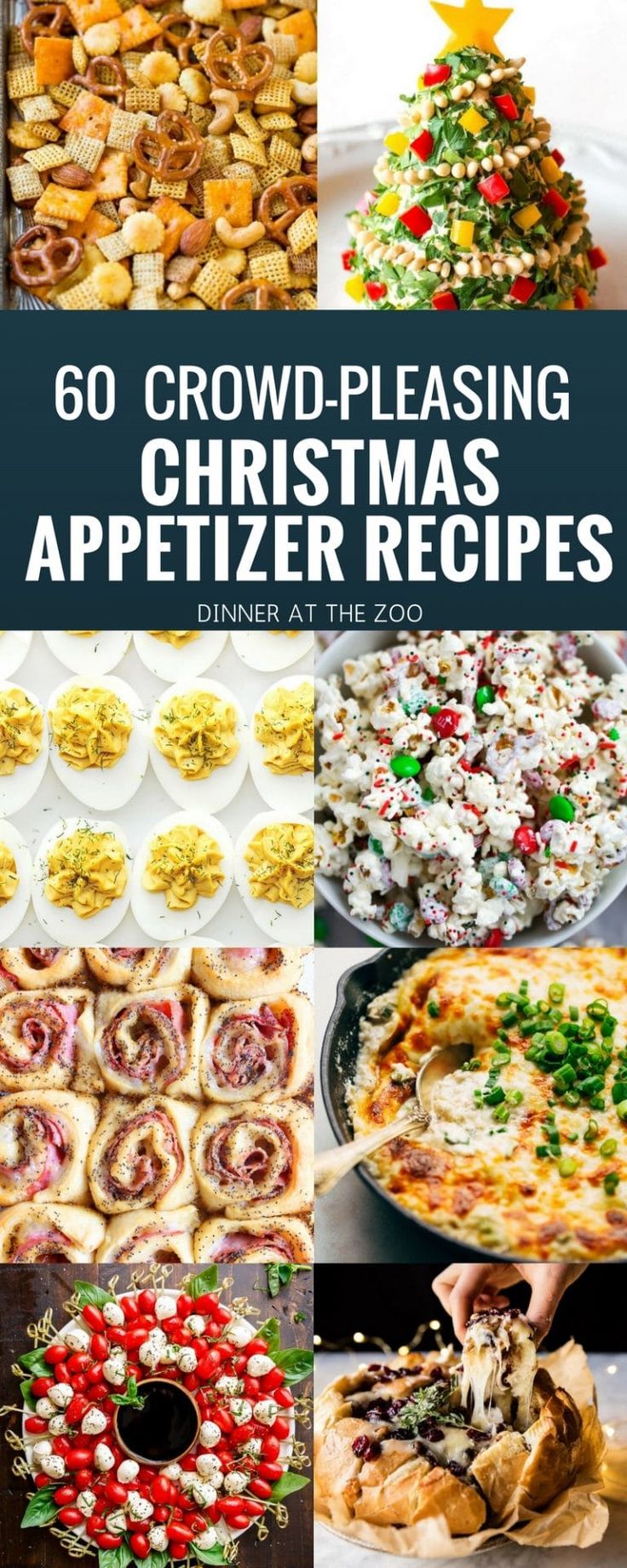 christmas appetizer recipes with text overlay that reads 60 crowd - pleasing christmas appetizers