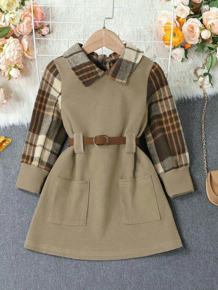 Modest Dresses Casual, Dresses Kids Girl, Toddler Girl Dresses, Plaid Print, Belted Dress, Preppy Style, Stylish Dresses, Fashion Online Shop