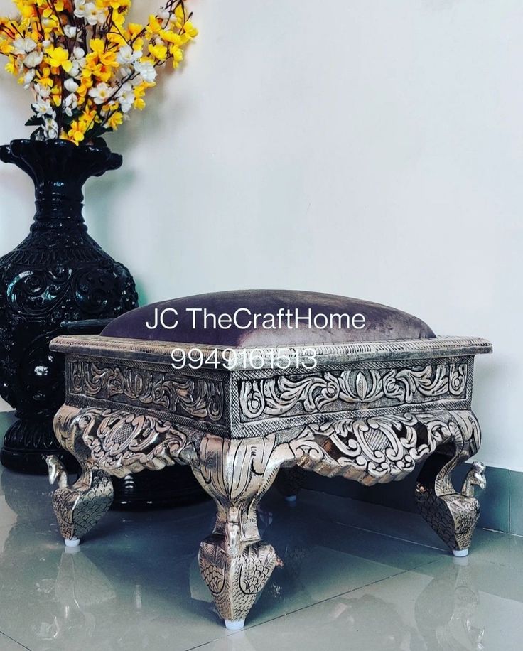 Pelli pitalu Gaddepitalu 
German silver stool 
Pure silver Furniture 
Antique Furniture 
Wedding stool 
Merrge stool 
Chowki 
Bajot
Patla Pata 
Shadi ke stool 
Carving Engraving Work Furniture 
Wood 🪵 Furniture 
German silver stool Brass Stools, Silver Furniture, Pooja Items, Silver Lamp, Silver Pooja Items, Pooja Room, Pooja Rooms, Stylish Home Decor, German Silver