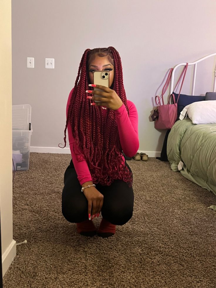 African Tops For Women, Beauty Careers, Cherry Red Hair, Shades Of Red Hair, Cute Braided Hairstyles, Box Braids Hairstyles For Black Women, Braids With Beads, Braids Hairstyles Pictures, Pretty Braided Hairstyles