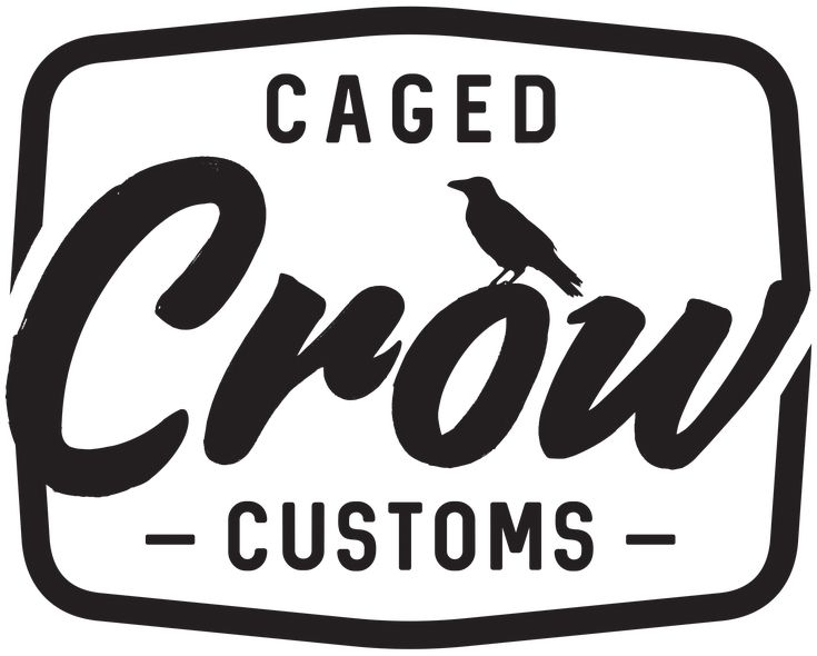 the logo for caged crow customs