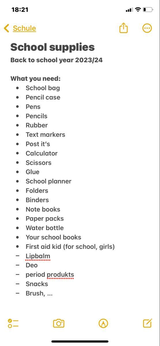 the back to school supplies list is shown in this screenshote screen shot, which shows