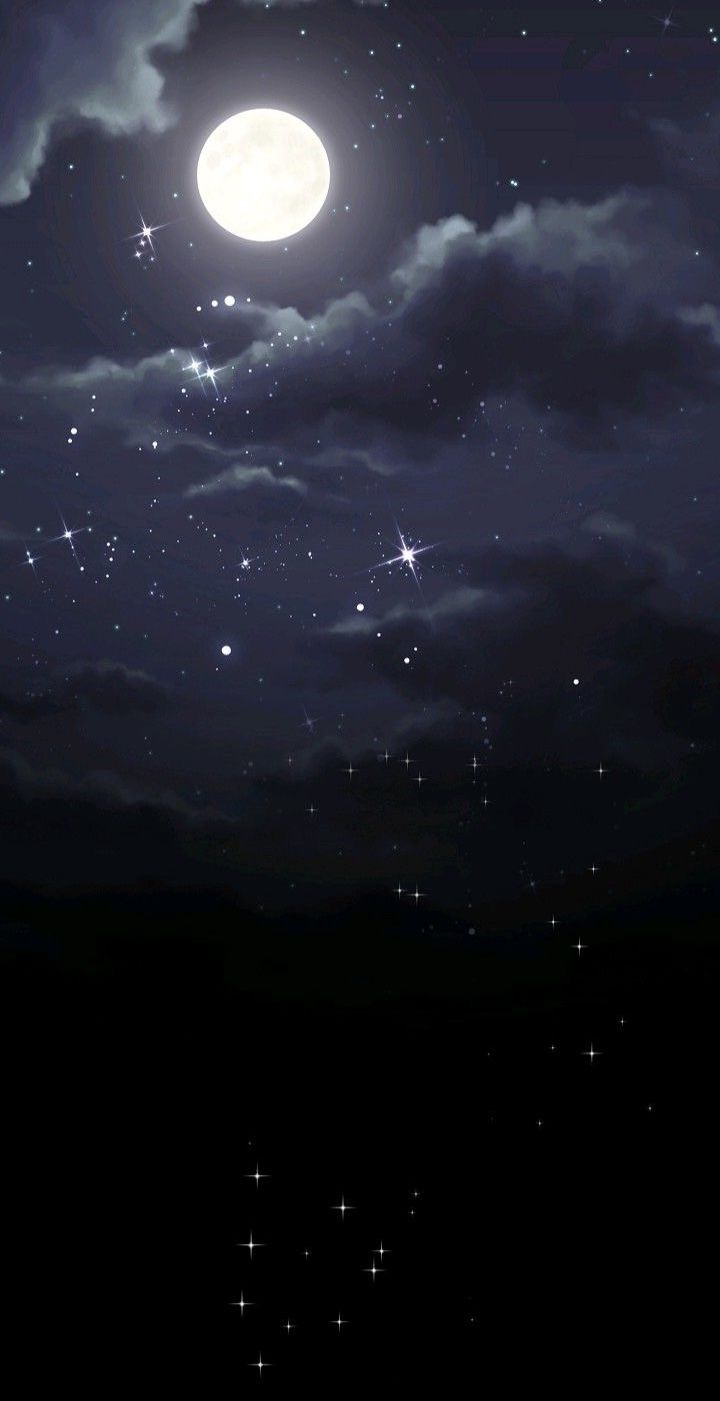 the night sky is full of stars and clouds