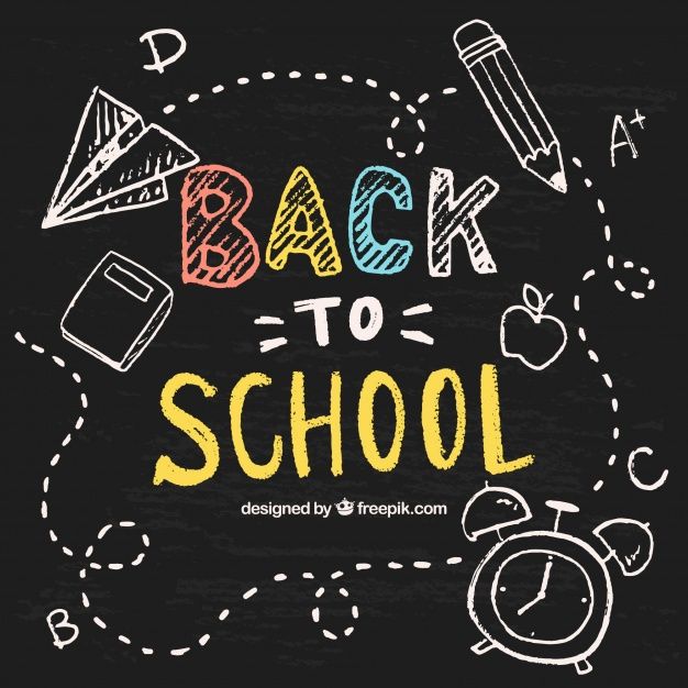 the back to school poster is drawn with chalk