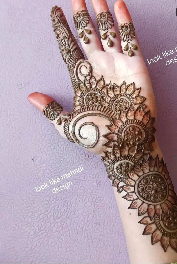 the hand is decorated with henna designs