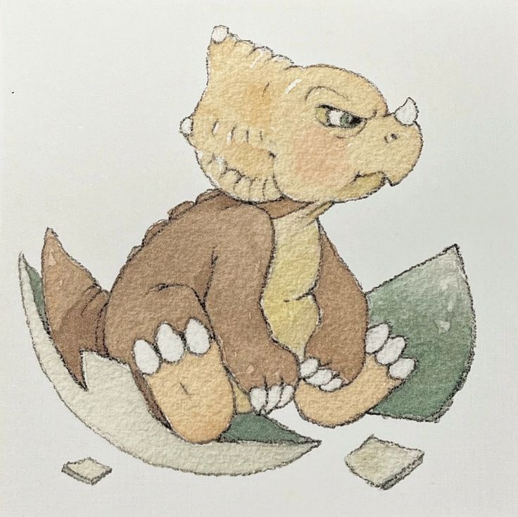 An expressive watercolor print of Cera as a baby from The Land Before Time. Comes with plastic protective cover and cardboard backing. Dinosaur Cute Art, Cera Land Before Time, Ducky From Land Before Time Tattoo, The Land Before Time Tattoo Ideas, Cera Tattoos Land Before Time, Cera Land Before Time Tattoo, The Land Before Time Drawing, Tree Star Tattoo Land Before Time, Land Before Time Dinosaurs