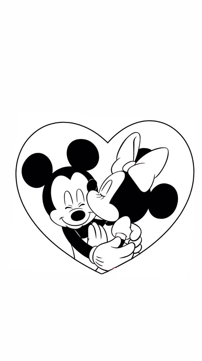 the mickey mouse heart is shown with an image of it's face in black and white