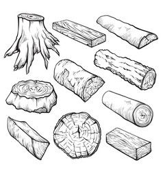 a bunch of different types of logs and their names are shown in this hand drawn illustration