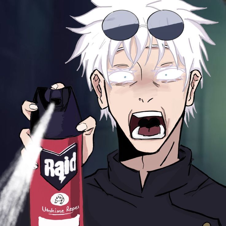 a man with white hair holding a spray bottle