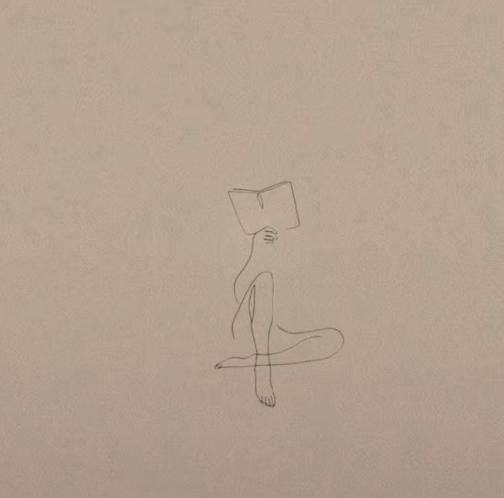 a drawing of a person sitting on the ground