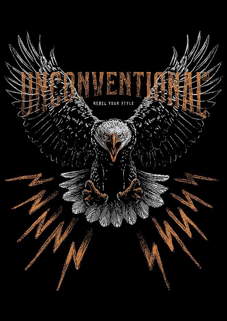 an eagle with the words unconventional on it