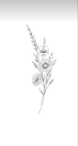 a drawing of some flowers on a white background