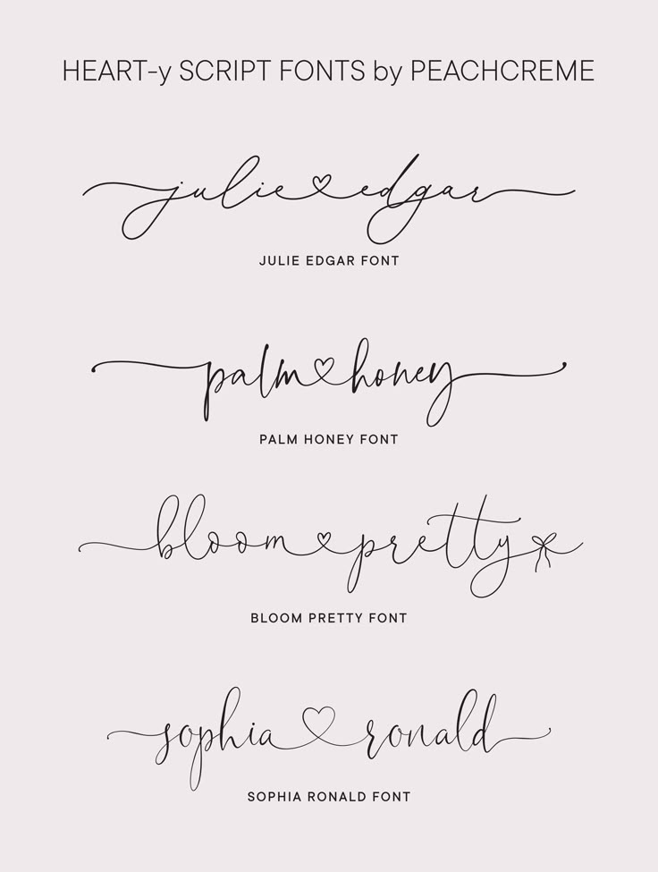 some type of handwriting that has been used to write the names of different font styles