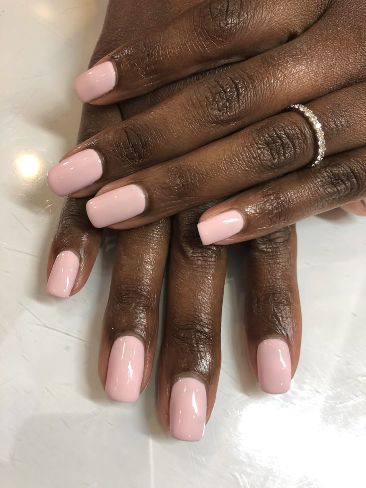 Soft pink by dnd 💅🏽 #gelmani #gelpolish  #gelcolor #dnd #gelnails @dndgel Soft Colour Nails, Soft Pink Pedicure, Dnd Swatches, Dainty Hands, Coloured Nails, Short Classy Nails, Dnd Gel Nail Polish, Pastel Pink Nails, Soft Pink Nails