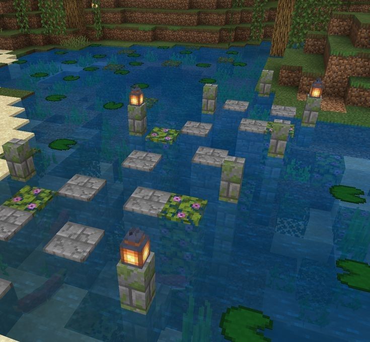 an image of a pond in minecraft