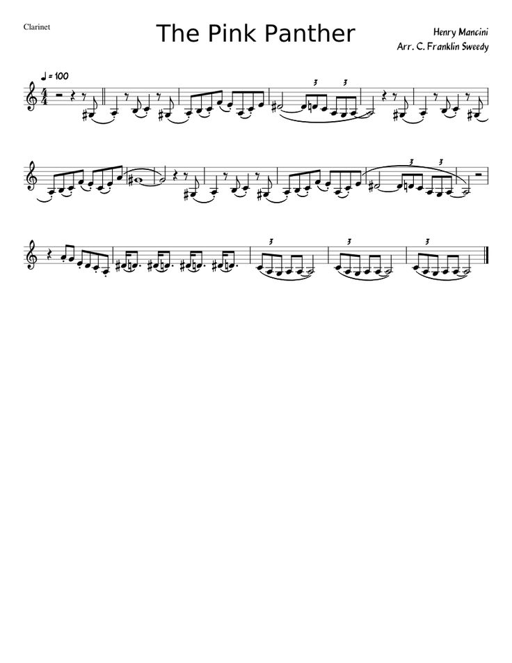 the pink panther sheet music for violin