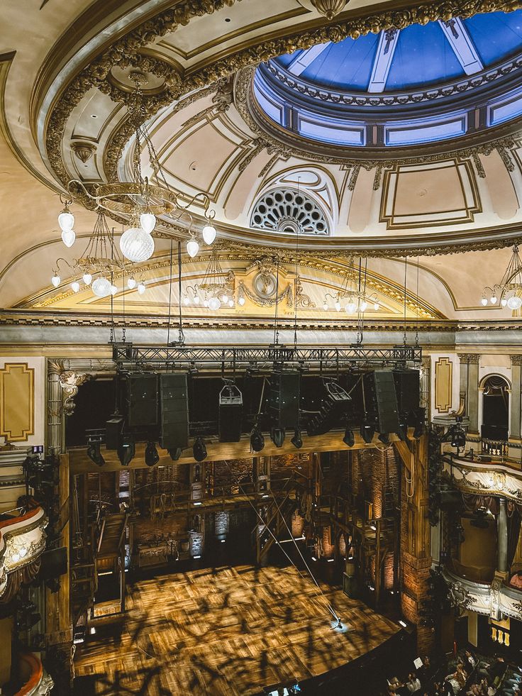 an overhead view of the stage and auditorium