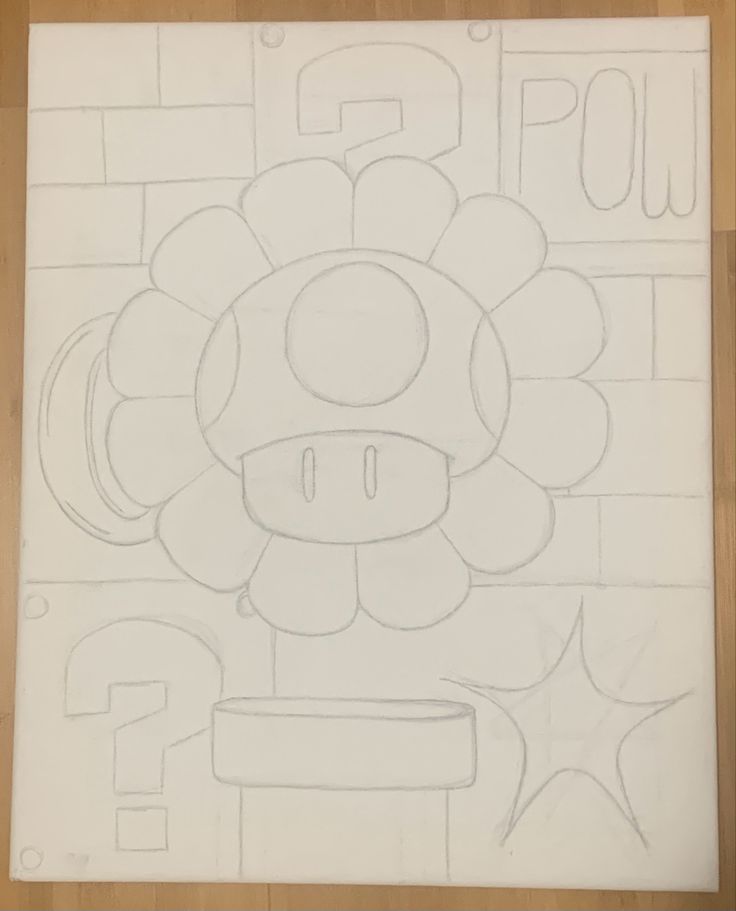 Canvas Art Ideas Mario Flower Drawing, Canvas Drawings Cartoon, Easy Poster Ideas, Canvas Art Ideas Easy, Art Ideas Easy, Canvas Art Ideas, Easy Graffiti, Easy Graffiti Drawings, Chicano Drawings