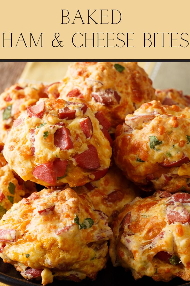 Baked ham and cheese bites are a delicious appetizer! Ham And Cheese Brunch Squares, Ham And Cheese Bites Appetizers, Ham Cheese Appetizer, Biscuits With Ham And Cheese, Ham And Cheese Appetizers For Party, Ham Appetizers Holiday, Honey Baked Ham Appetizers, Ham Hors D’oeuvres, Quiche Bites Appetizers