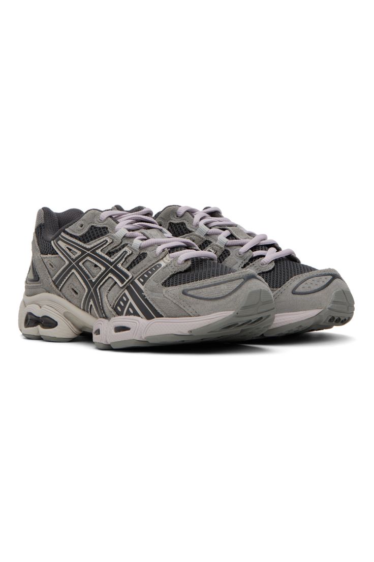 Asics: Gray GEL-NIMBUS 9 Sneakers | SSENSE Asics Mesh Lace-up Sneakers, Asics Low-top Mesh Sneakers, Asics Mesh Functional Sneakers, Functional Asics Mesh Sneakers, Functional Mesh Asics Sneakers, Asics Running Shoes With Reflective Details For Streetwear, Functional Asics Running Shoes With Reflective Details, Asics Running Shoes With Cushioned Midsole For Streetwear, Asics Low-top Sneakers