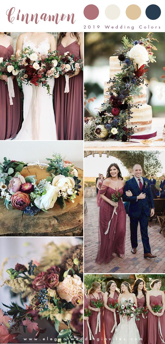 wedding color palettes for the bride and groom in burgundy, pink, blue, green