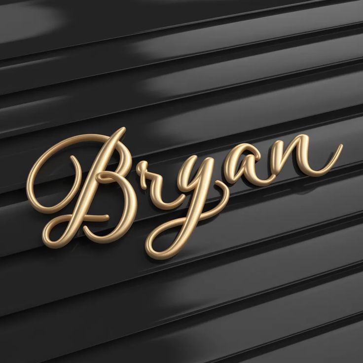 the name brayn written in gold on a black background