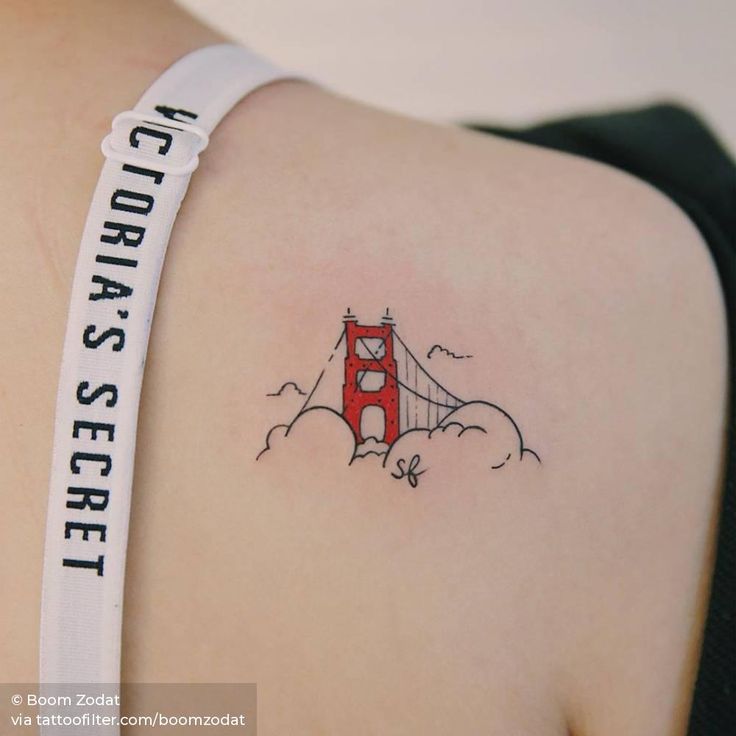 a woman's arm with a tattoo on it that reads california street and the golden gate bridge